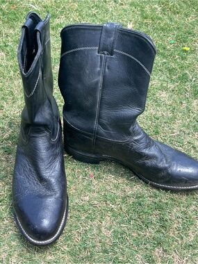 Larry Mahan Men’s Black Leather Western Cowboy Boots Size 11D Classic